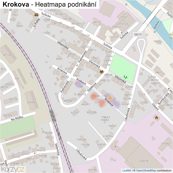 Mapa Krokova - Firmy v ulici.