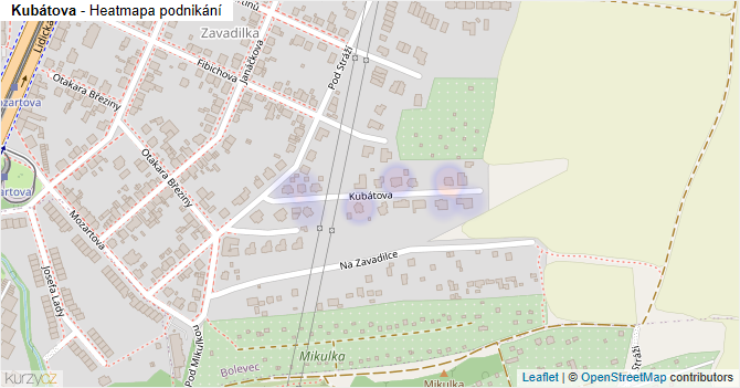 Kubátova - mapa podnikání