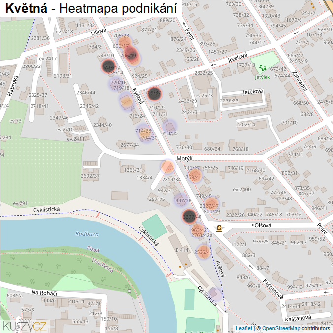 Mapa Květná - Firmy v ulici.