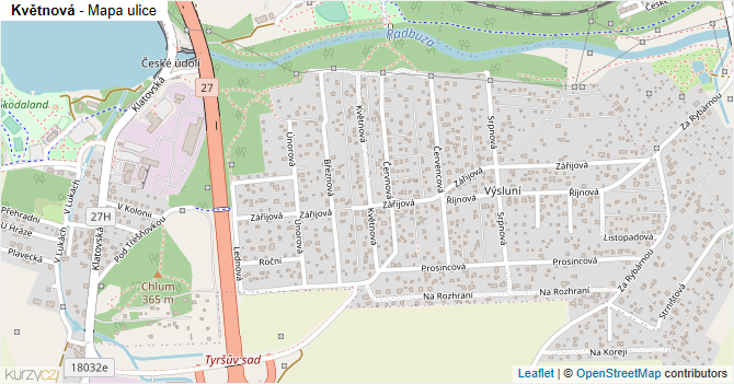 Květnová - mapa ulice