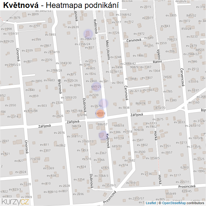 Mapa Květnová - Firmy v ulici.