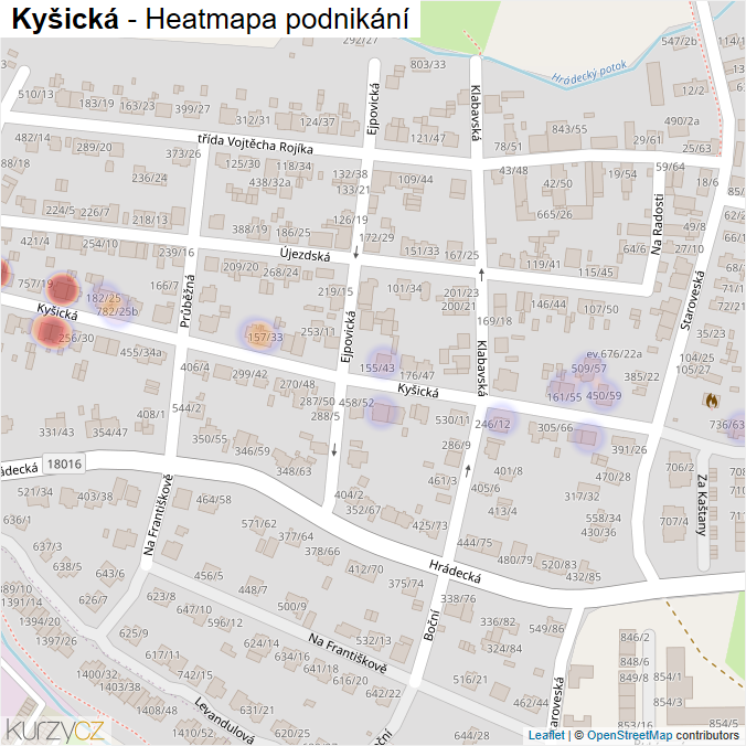 Mapa Kyšická - Firmy v ulici.