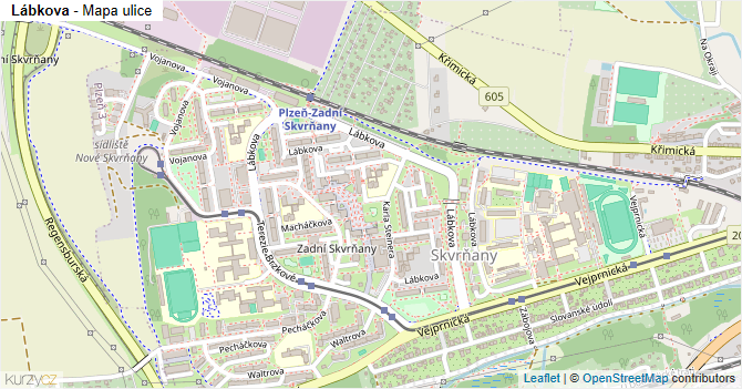 Lábkova - mapa ulice