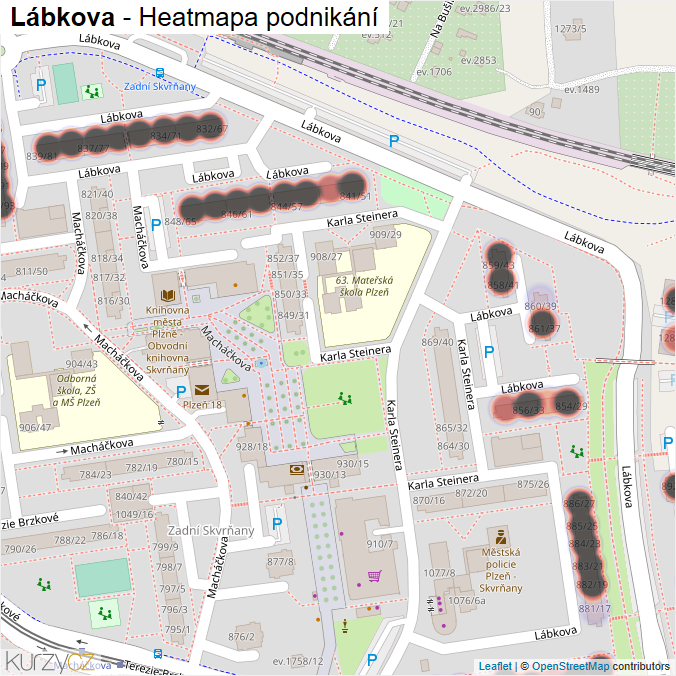 Mapa Lábkova - Firmy v ulici.
