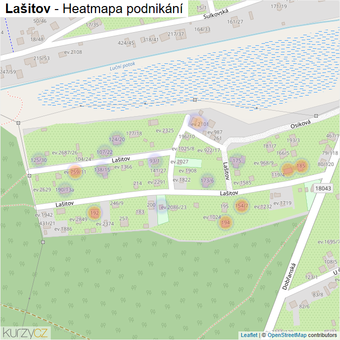 Mapa Lašitov - Firmy v ulici.