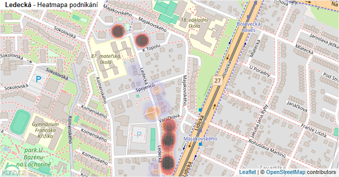 Ledecká - mapa podnikání