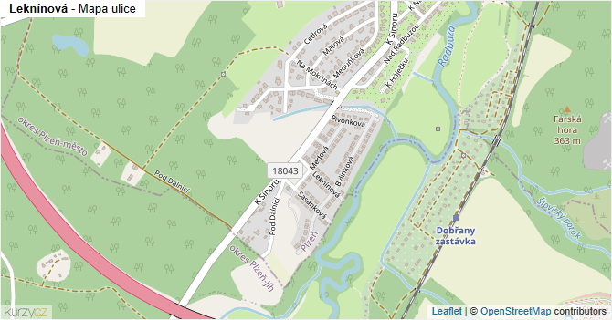 Leknínová - mapa ulice
