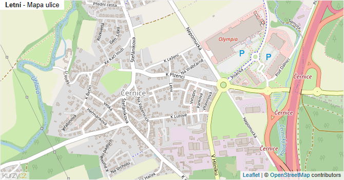 Letní - mapa ulice