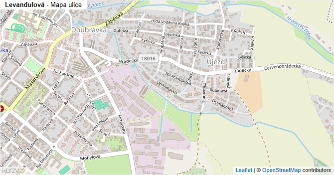 Levandulová - mapa ulice