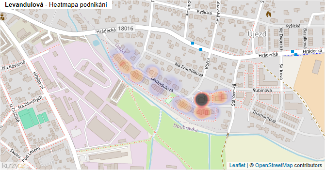 Levandulová - mapa podnikání