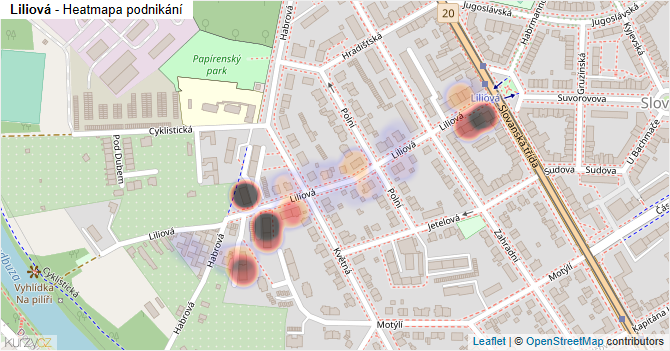 Liliová - mapa podnikání