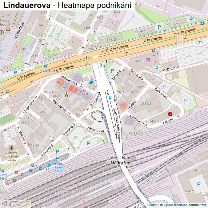 Mapa Lindauerova - Firmy v ulici.