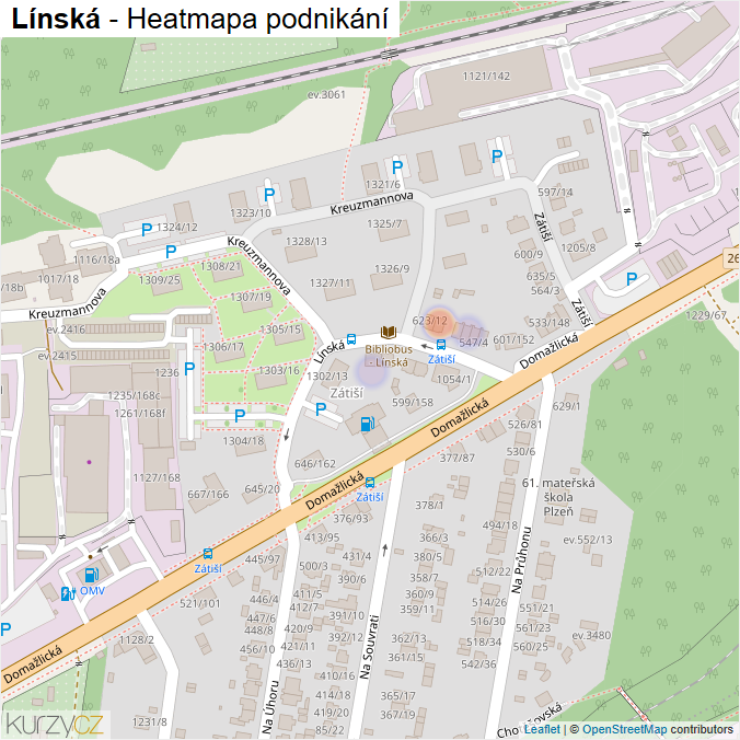 Mapa Línská - Firmy v ulici.