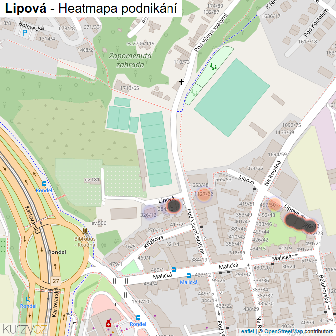 Mapa Lipová - Firmy v ulici.