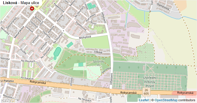 Lísková - mapa ulice