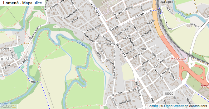 Lomená - mapa ulice