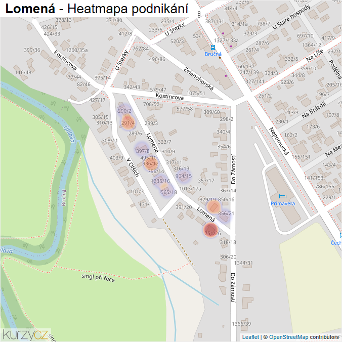 Mapa Lomená - Firmy v ulici.