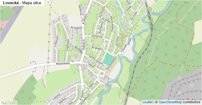 Lovecká - mapa ulice