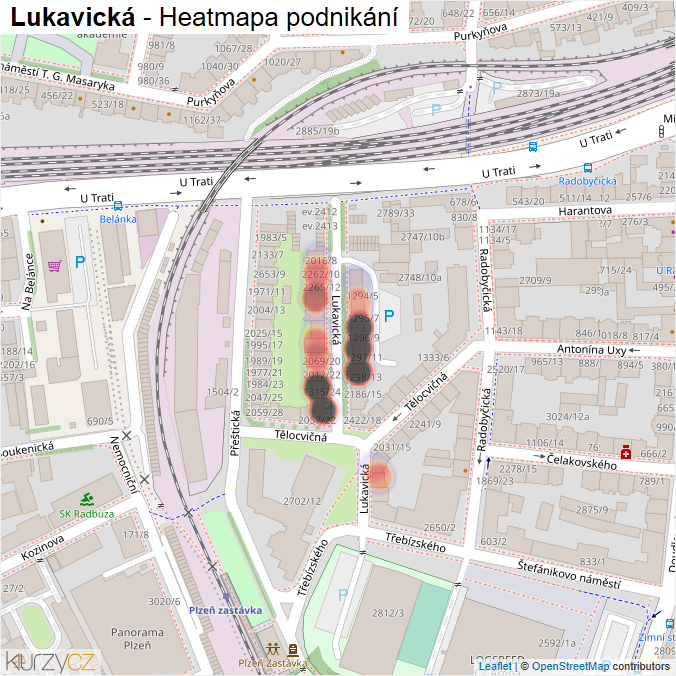 Mapa Lukavická - Firmy v ulici.
