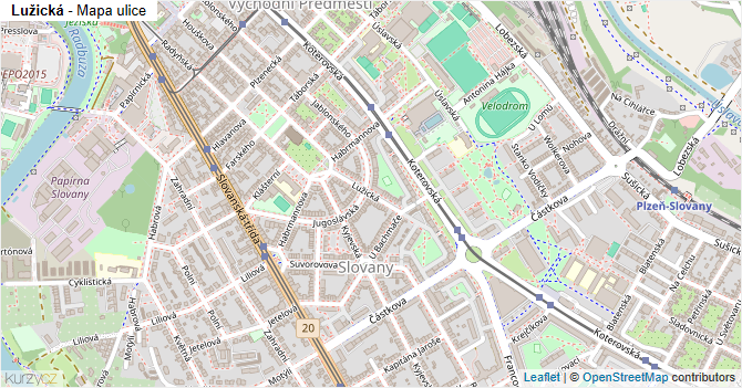 Lužická - mapa ulice