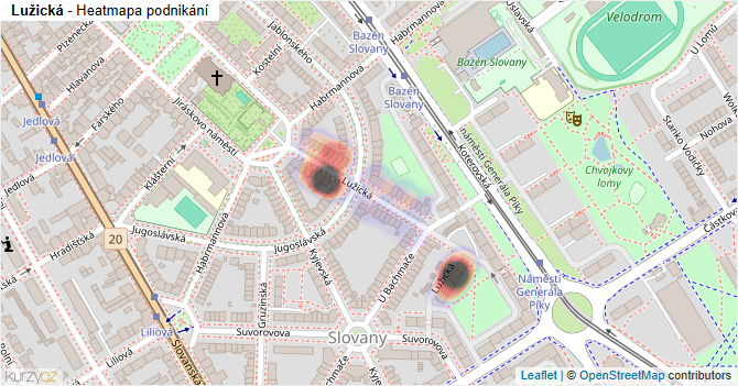 Lužická - mapa podnikání