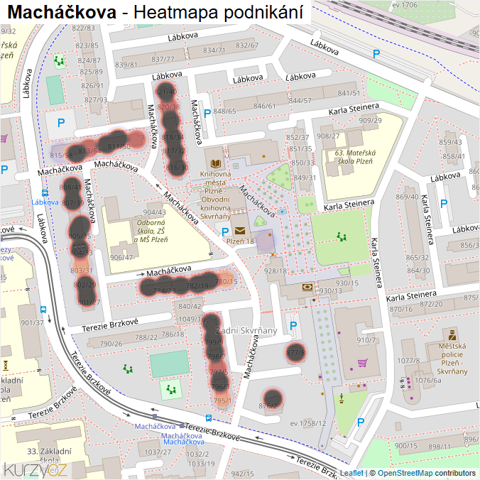 Mapa Macháčkova - Firmy v ulici.