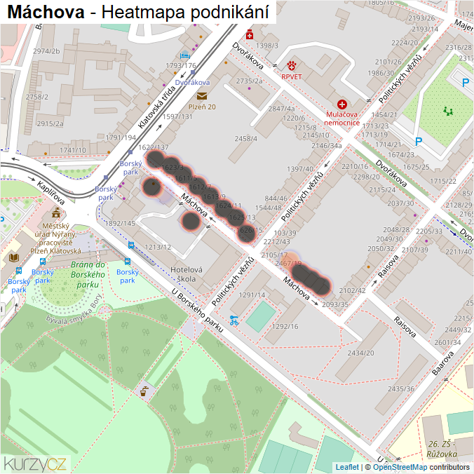 Mapa Máchova - Firmy v ulici.