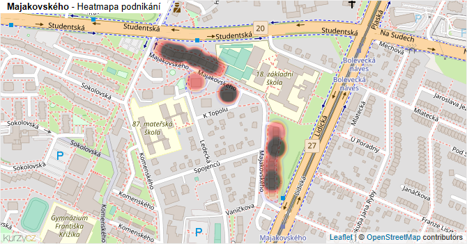 Majakovského - mapa podnikání