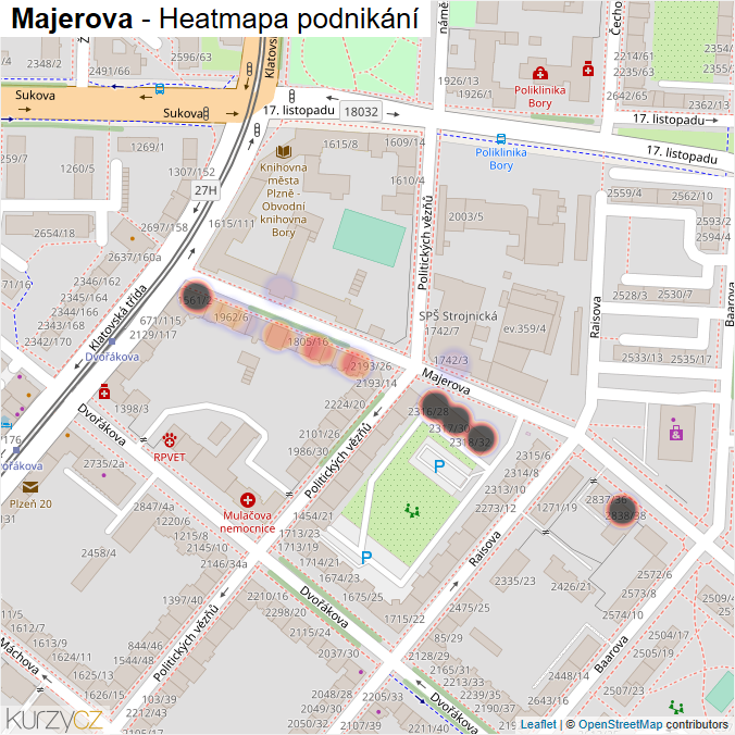 Mapa Majerova - Firmy v ulici.