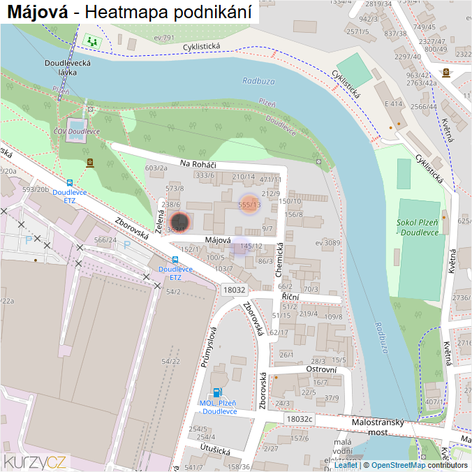 Mapa Májová - Firmy v ulici.