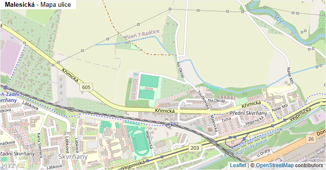 Malesická - mapa ulice