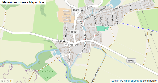 Malesická náves - mapa ulice