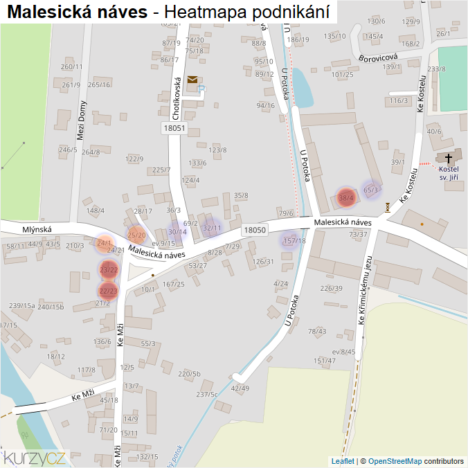 Mapa Malesická náves - Firmy v ulici.