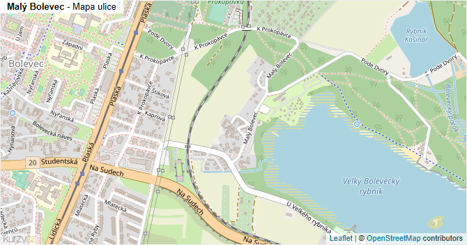 Malý Bolevec - mapa ulice
