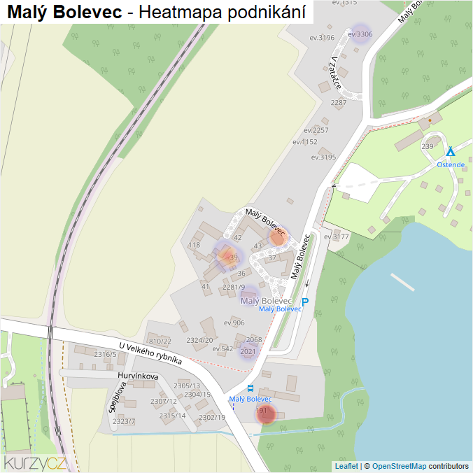 Mapa Malý Bolevec - Firmy v ulici.