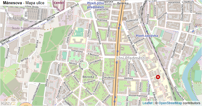 Mánesova - mapa ulice