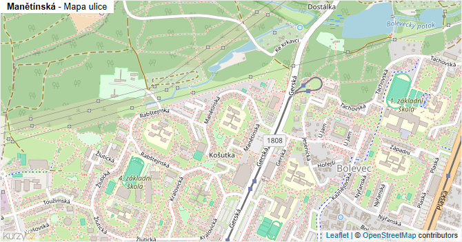 Manětínská - mapa ulice