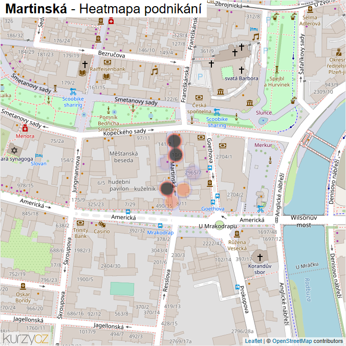 Mapa Martinská - Firmy v ulici.