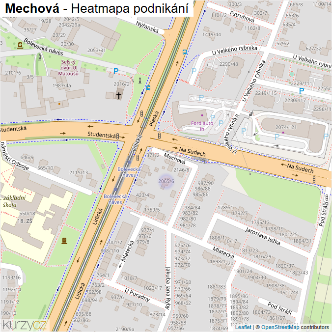 Mapa Mechová - Firmy v ulici.