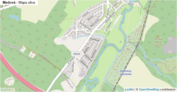 Medová - mapa ulice