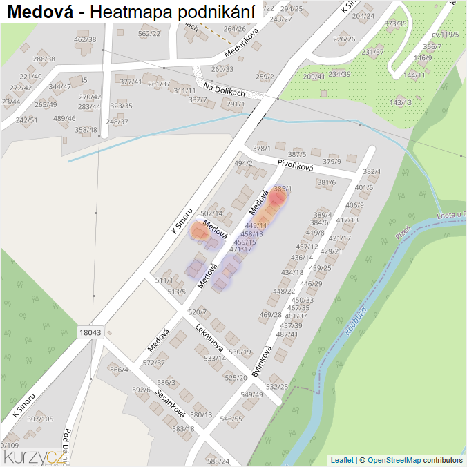 Mapa Medová - Firmy v ulici.