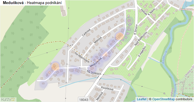 Meduňková - mapa podnikání