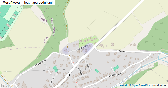 Meruňková - mapa podnikání