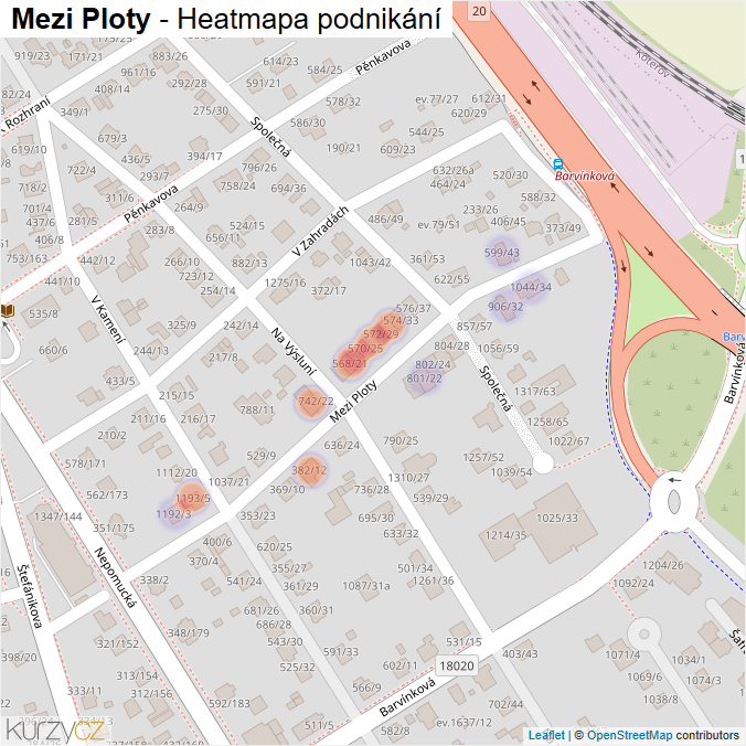 Mapa Mezi Ploty - Firmy v ulici.