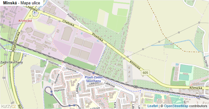 Minská - mapa ulice