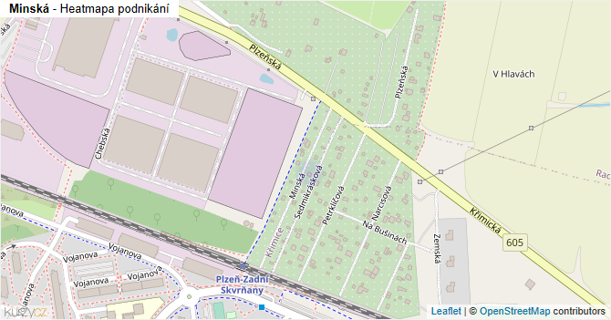 Minská - mapa podnikání