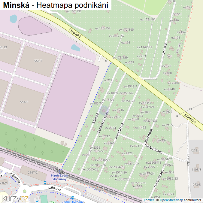 Mapa Minská - Firmy v ulici.