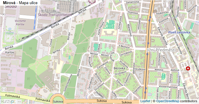 Mírová - mapa ulice