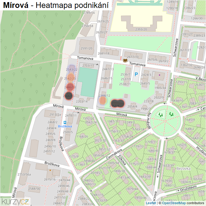Mapa Mírová - Firmy v ulici.
