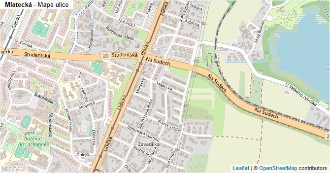 Mlatecká - mapa ulice